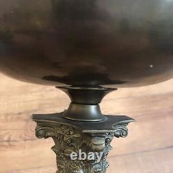 Vintage Antique Brass Duplex Corinthian Column Oil Lamp