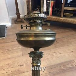 Vintage Antique Brass Duplex Corinthian Column Oil Lamp