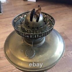 Vintage Antique Brass Duplex Corinthian Column Oil Lamp