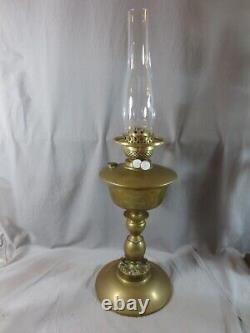 Vintage Antique Brass Duplex Oil Lamp Complete With Chimney Shepards Hut Lamp