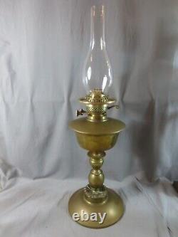 Vintage Antique Brass Duplex Oil Lamp Complete With Chimney Shepards Hut Lamp