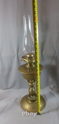 Vintage Antique Brass Duplex Oil Lamp Complete With Chimney Shepards Hut Lamp