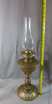 Vintage Antique Brass Duplex Oil Lamp Complete With Chimney Shepards Hut Lamp