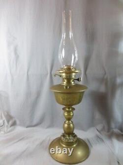 Vintage Antique Brass Duplex Oil Lamp Complete With Chimney Shepards Hut Lamp