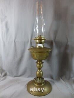 Vintage Antique Brass Duplex Oil Lamp Complete With Chimney Shepards Hut Lamp