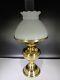 Vintage Antique Brass Oil Lamp & White Milk Glass Oil Lamp Shade Dual wicks