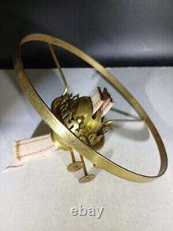 Vintage Antique Brass Oil Lamp & White Milk Glass Oil Lamp Shade Dual wicks