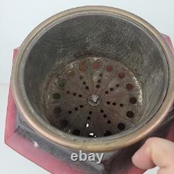 Vintage Antique Ceramic Floral Oil Lamp Ornate Base B&H Brass Burner 19.5 tall