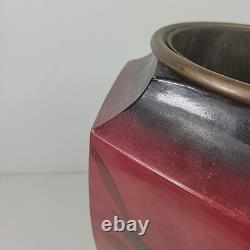 Vintage Antique Ceramic Floral Oil Lamp Ornate Base B&H Brass Burner 19.5 tall