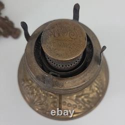 Vintage Antique Ceramic Green Unique Design Oil Lamp W&S Brass Burner 16 tall