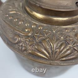 Vintage Antique Ceramic Green Unique Design Oil Lamp W&S Brass Burner 16 tall