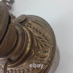 Vintage Antique Ceramic Green Unique Design Oil Lamp W&S Brass Burner 16 tall