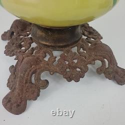 Vintage Antique Ceramic Green Unique Design Oil Lamp W&S Brass Burner 16 tall