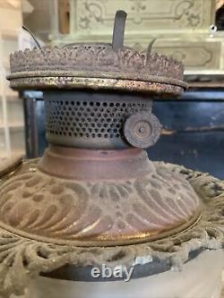 Vintage Antique Clear Frosted Oil Kerosene Grapes Vinyard Table Lamp Base Font