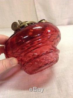 Vintage Antique Cranberry Red Glass Lamp Klipper Burner Font Hanging Sconce