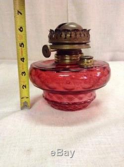 Vintage Antique Cranberry Red Glass Lamp Klipper Burner Font Hanging Sconce