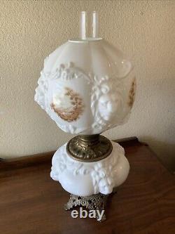 Vintage Antique Fostoria Oil Lamp Consolidated Lions Head Puffy GWTW Parlor