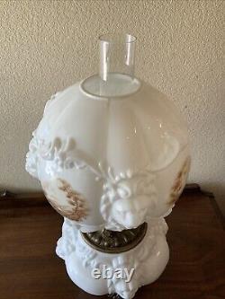 Vintage Antique Fostoria Oil Lamp Consolidated Lions Head Puffy GWTW Parlor