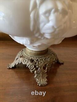Vintage Antique Fostoria Oil Lamp Consolidated Lions Head Puffy GWTW Parlor
