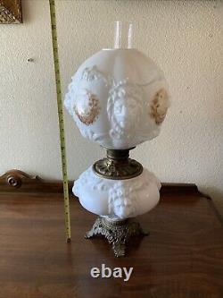 Vintage Antique Fostoria Oil Lamp Consolidated Lions Head Puffy GWTW Parlor