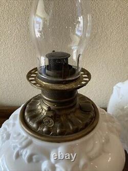 Vintage Antique Fostoria Oil Lamp Consolidated Lions Head Puffy GWTW Parlor