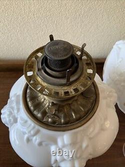 Vintage Antique Fostoria Oil Lamp Consolidated Lions Head Puffy GWTW Parlor