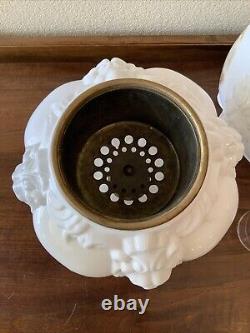 Vintage Antique Fostoria Oil Lamp Consolidated Lions Head Puffy GWTW Parlor