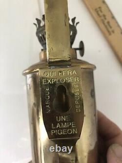 Vintage / Antique French 1900's Hairloom Brass Une Lampe Pigeon Oil Lamp