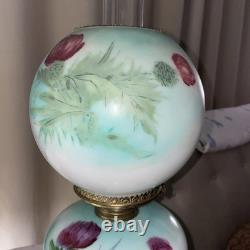 Vintage Antique Gone With Wind Oil Lamp Hand Painted Globes Climax USA Pretty