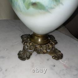 Vintage Antique Gone With Wind Oil Lamp Hand Painted Globes Climax USA Pretty