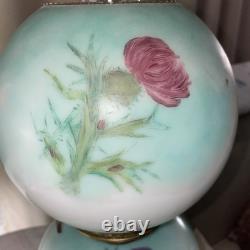 Vintage Antique Gone With Wind Oil Lamp Hand Painted Globes Climax USA Pretty