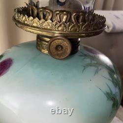 Vintage Antique Gone With Wind Oil Lamp Hand Painted Globes Climax USA Pretty