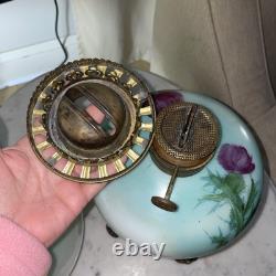 Vintage Antique Gone With Wind Oil Lamp Hand Painted Globes Climax USA Pretty