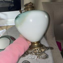 Vintage Antique Gone With Wind Oil Lamp Hand Painted Globes Climax USA Pretty