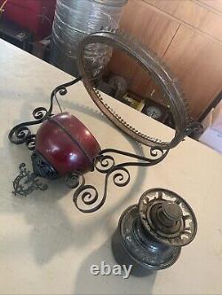 Vintage Antique Hanging Parlor Oil Lamp Part Frame Miller New Juno