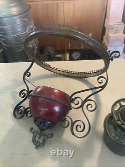 Vintage Antique Hanging Parlor Oil Lamp Part Frame Miller New Juno