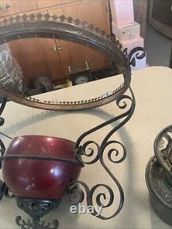 Vintage Antique Hanging Parlor Oil Lamp Part Frame Miller New Juno