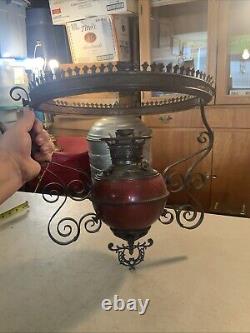 Vintage Antique Hanging Parlor Oil Lamp Part Frame Miller New Juno