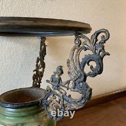 Vintage Antique Hanging Parlor Oil Lamp Part Ornate Frame Brass Ceramic GWTW