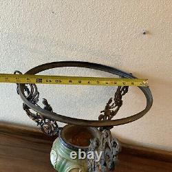 Vintage Antique Hanging Parlor Oil Lamp Part Ornate Frame Brass Ceramic GWTW