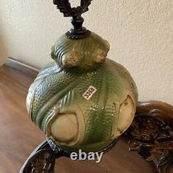 Vintage Antique Hanging Parlor Oil Lamp Part Ornate Frame Brass Ceramic GWTW