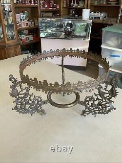 Vintage Antique Hanging Parlor Oil Lamp Part Ornate Frame Brass GWTW