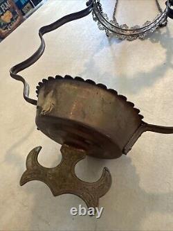 Vintage Antique Hanging Parlor Oil Lamp Part Ornate Frame Brass GWTW