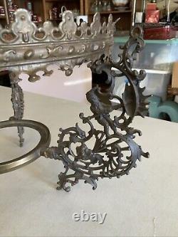 Vintage Antique Hanging Parlor Oil Lamp Part Ornate Frame Brass GWTW