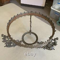 Vintage Antique Hanging Parlor Oil Lamp Part Ornate Frame Brass GWTW
