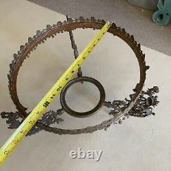 Vintage Antique Hanging Parlor Oil Lamp Part Ornate Frame Brass GWTW