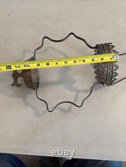 Vintage Antique Hanging Parlor Oil Lamp Part Ornate Frame Brass GWTW