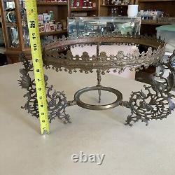 Vintage Antique Hanging Parlor Oil Lamp Part Ornate Frame Brass GWTW