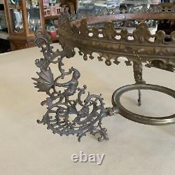 Vintage Antique Hanging Parlor Oil Lamp Part Ornate Frame Brass GWTW
