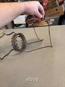 Vintage Antique Hanging Parlor Oil Lamp Part Ornate Frame Brass GWTW